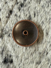 Load image into Gallery viewer, 1.25” Copper Patina Feather Concho

