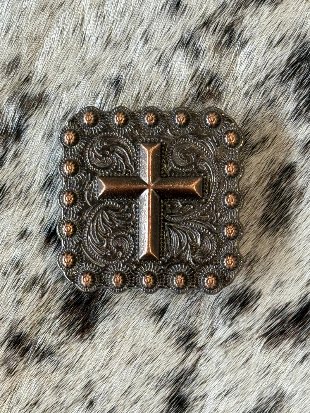 1.25” Antique Copper Square Cross Concho