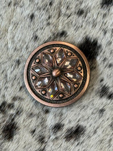 Load image into Gallery viewer, 1.5&quot; Copper Cactus Flower Concho with Light Apricot Stones
