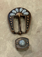 Load image into Gallery viewer, 3/4" Antique Copper Decorative Buckle with White Stones
