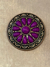 Load image into Gallery viewer, 2” Decorative Antique Copper with Purple Stone Concho
