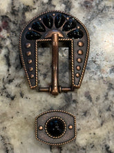 Load image into Gallery viewer, 3/4" Antique Copper Decorative Buckle with Black Stones
