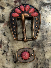 Load image into Gallery viewer, 3/4" Antique Copper Decorative Buckle with Pink Stones
