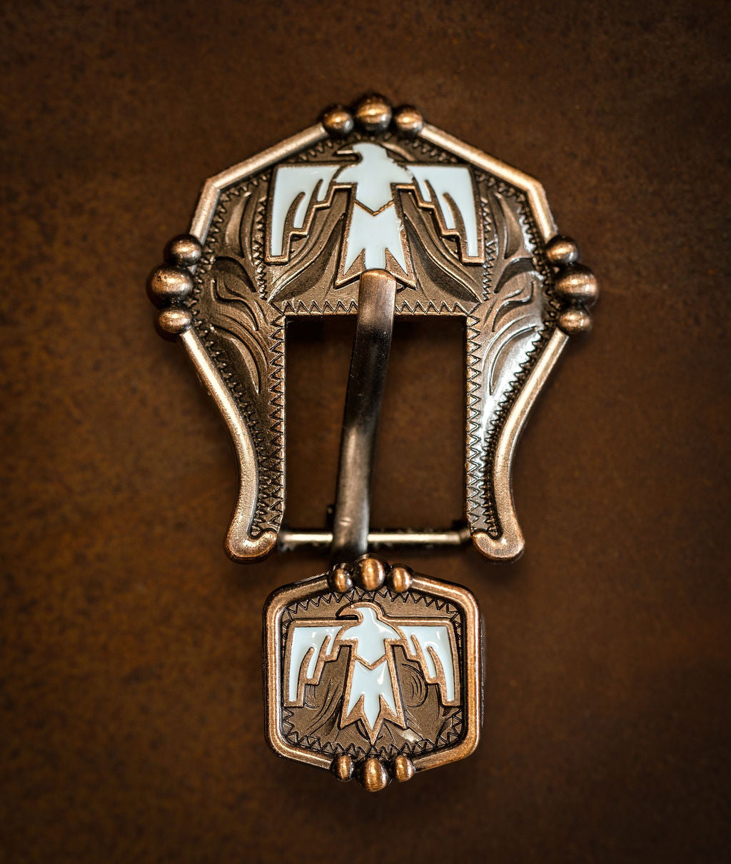 3/4" Copper Thunderbird Turquoise Buckle