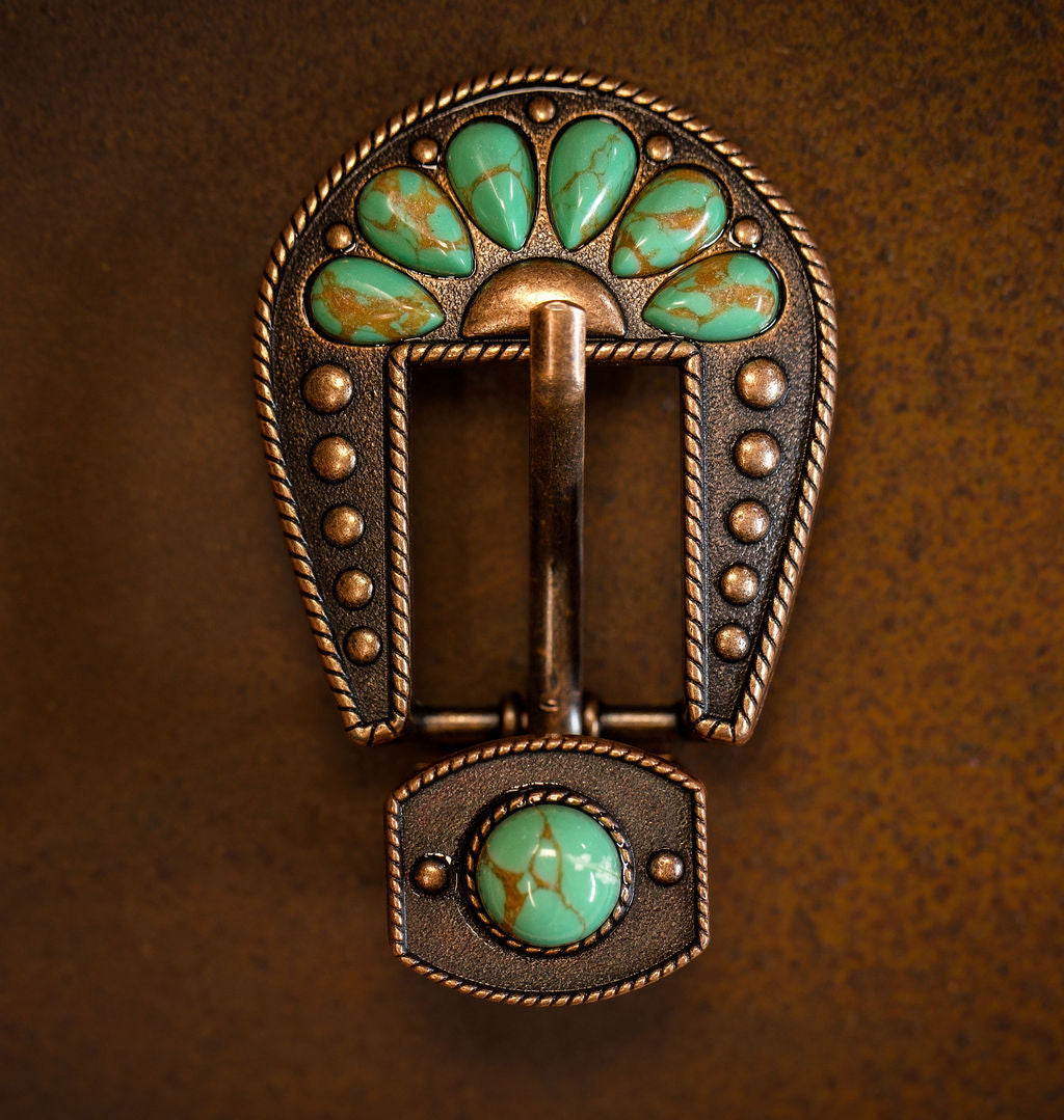 3/4" Desert Bloom Green Marble Buckle